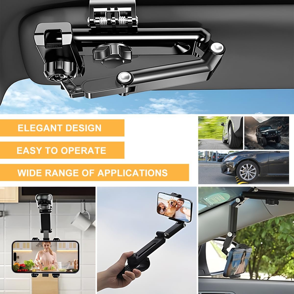 🚗 Universal 360° Rotating Car Phone Holder – Retractable, Stable & Hands-Free