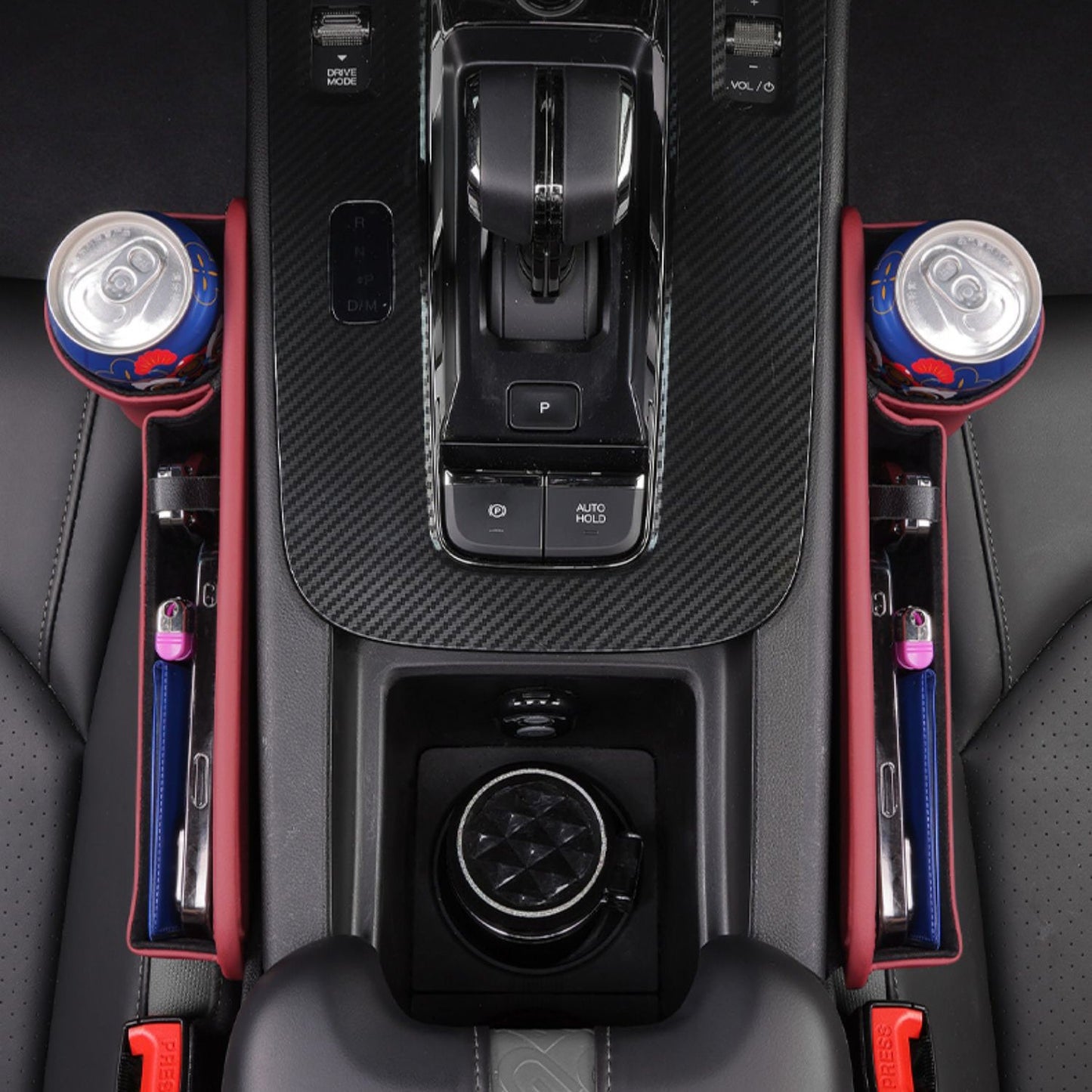 ✨Hot Selling Products of 2026🔥Exclusive Logo Leather Car Seat Storage Box With Water Cup Holder