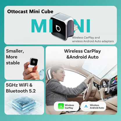 Ottocast Mini 3.0 Ultra Cube wireless CarPlay Android Auto Adapter