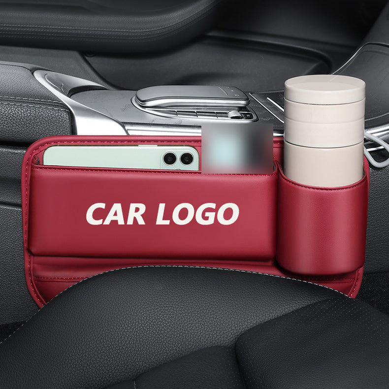 ✨Hot Selling Products of 2026🔥Exclusive Logo Leather Car Seat Storage Box With Water Cup Holder