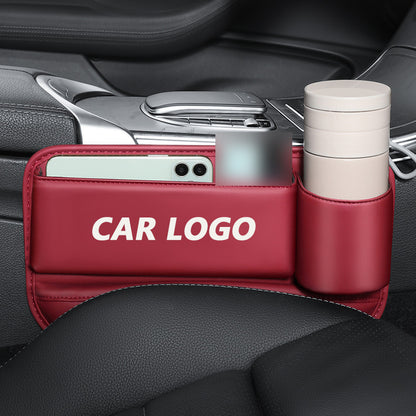 ✨Hot Selling Products of 2026🔥Exclusive Logo Leather Car Seat Storage Box With Water Cup Holder