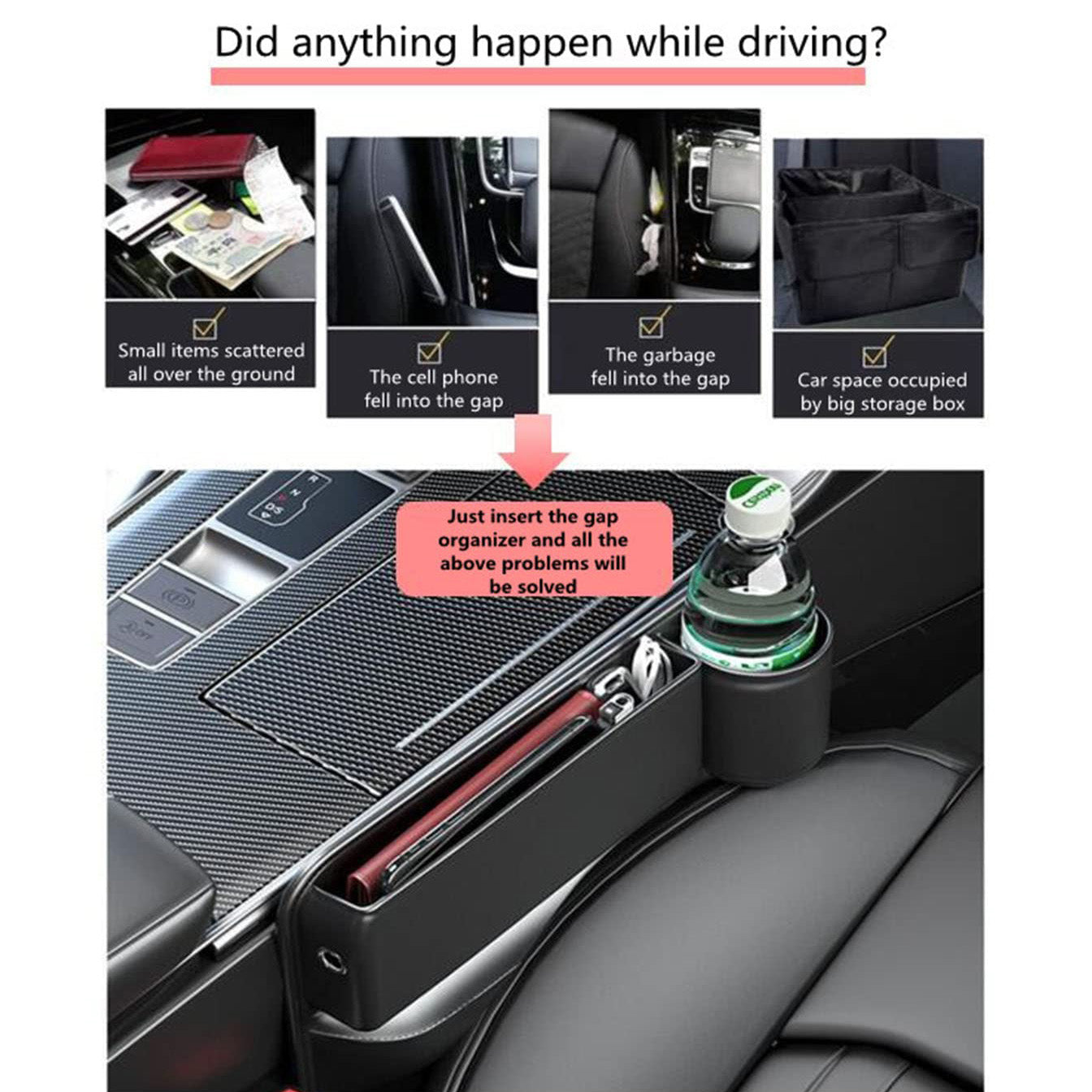 ✨Hot Selling Products of 2026🔥Exclusive Logo Leather Car Seat Storage Box With Water Cup Holder