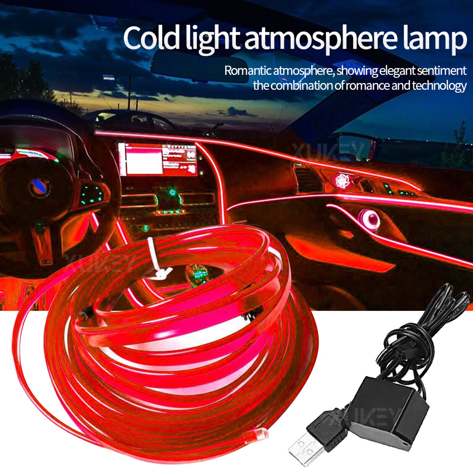 TikTok Hot SaleCar Interior LED Strip Atmosphere Lights Pro(7 Light Colors & APP control)